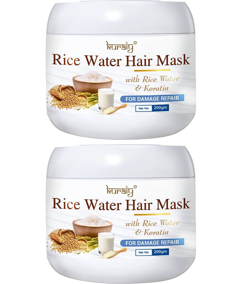 KURAIY Rice Water Hair Mask With Rice Water & Keratin For Damage Repair 200g Pack Of 2