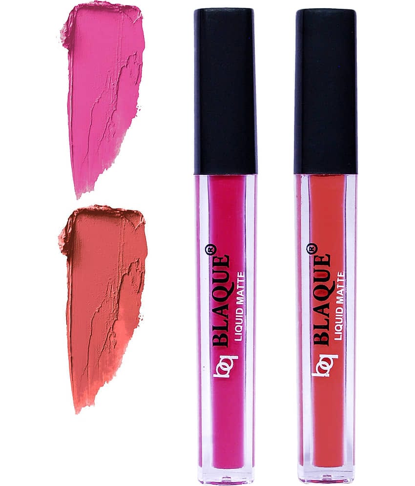 bq BLAQUE Matte Liquid Lipstick Combo Set of 2 Pcs 4ml each, Long Lasting & Waterproof - Soft Pink & Dark Coral