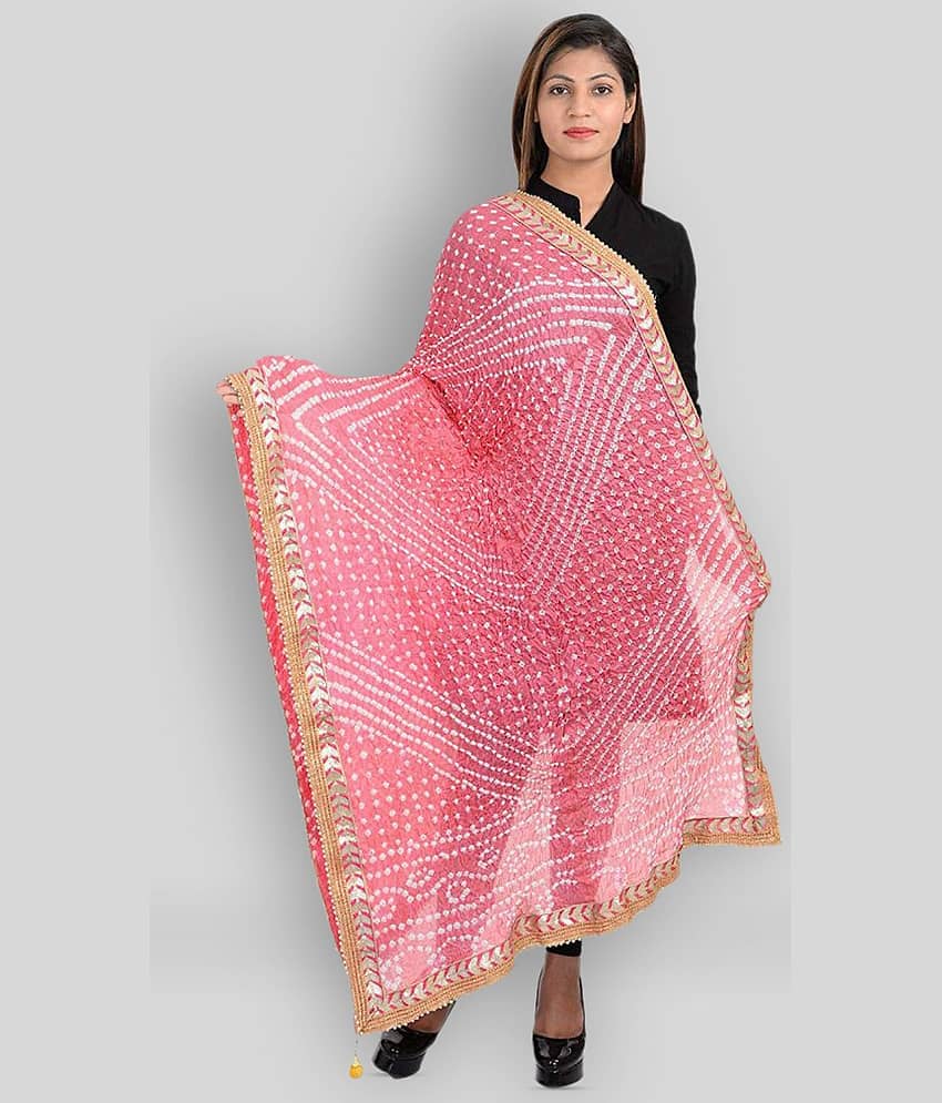 Apratim Peach Art Silk Bandhej Dupatta - Single