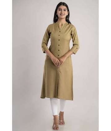 MAUKA - Khaki Rayon Women's A-line Kurti ( Pack of 1 )