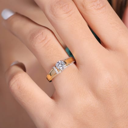 Wista 50 Cents Moissanite Solitaire Silver Ring For Women | 22KT Gold Vermeil-12 / Yellow Gold