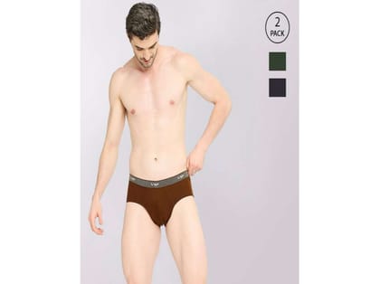 VIP Fresh Men's Cotton Briefs-Assorted Colours (Pack of 2) - 100