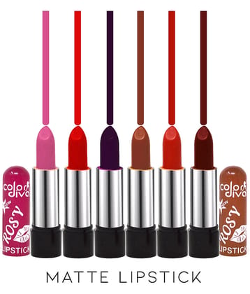 Color Diva Long Wear Moist-112A Lipstick Multi Pack of 6 4.5 g