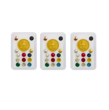 Navarathna Stones with Lakshmi Coin (Set of 3) � Traditional Panchaloha Pooja Kit for Vasthu, Door Frame & Spiritual Use � Ideal for Foundation & Vasthu Rituals