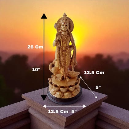 AMS Lord Murugan Idol for Home | Kartikeya Murti for Puja Room, Office & Gift | Decorative Skanda Statue with Peacock | Murugan Statue 26 cm Resin with Wooden Base Spiritual Showpiece