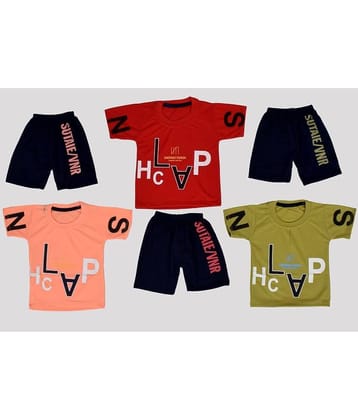 DIAMOND EXPORTER Pack of 3 Baby Boys Cotton Blend T-Shirt & Shorts ( Multicolor )