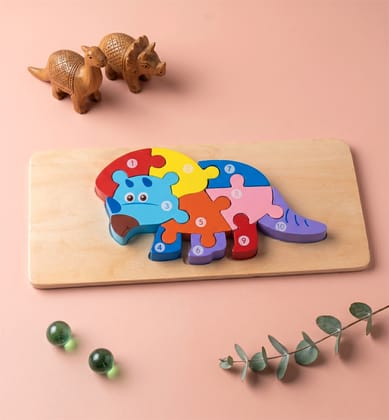 Handcrafted Wooden Dinosaur Puzzle Toy (Small)