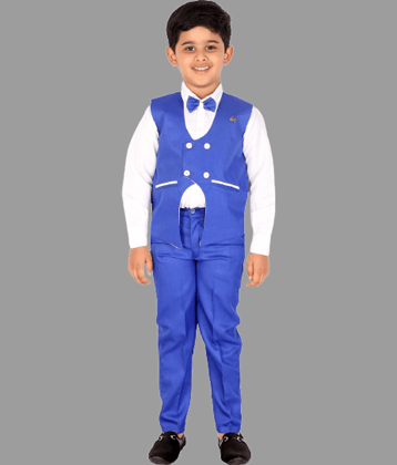 DKGF Fashion Pack of 1 Boys Cotton Blend Shirt & Pants Set ( Light Blue )