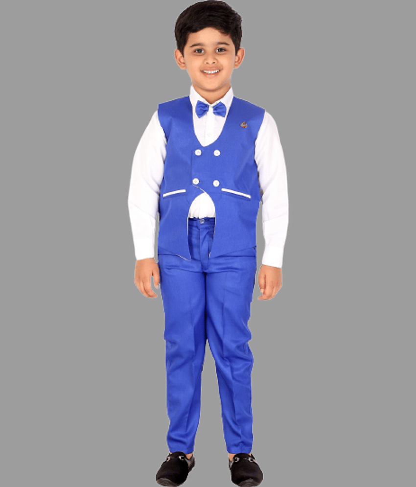DKGF Fashion Pack of 1 Boys Cotton Blend Shirt & Pants Set ( Light Blue )
