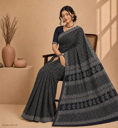 Handcrafted Batik Print Cotton Saree