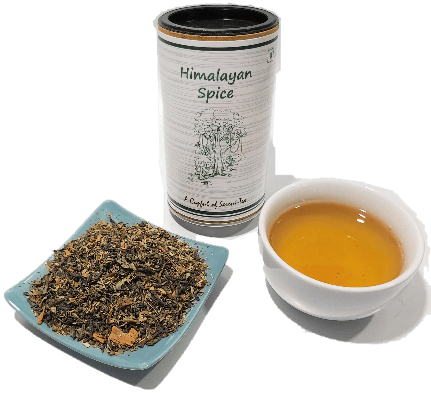Camellia Twigs Himalayan Spice Green Tea | Darjeeling Green Tea with Tulsi, Thyme, Oregano, Cinnamon, Spearmint | Herbal Immunity & Digestion Boosting Blend | 100g (3.63 oz) | Makes 100 Cups