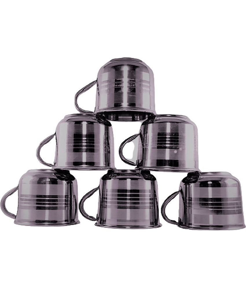 PIQUANT KITCHENWARE Steel Single Wall Fancy Tea Cup 6 Pcs 100 ml