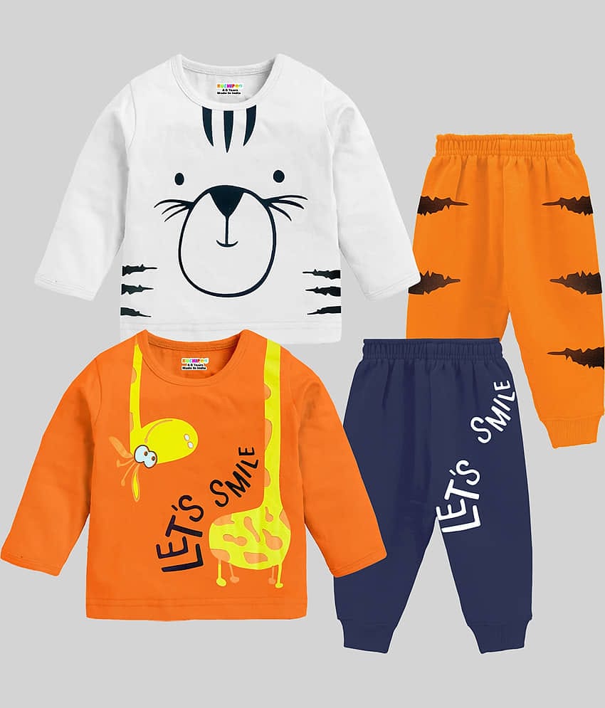 Kuchipoo Pack of 2 Boys Cotton Blend T-Shirt & Pants Set ( Multicolor1 )