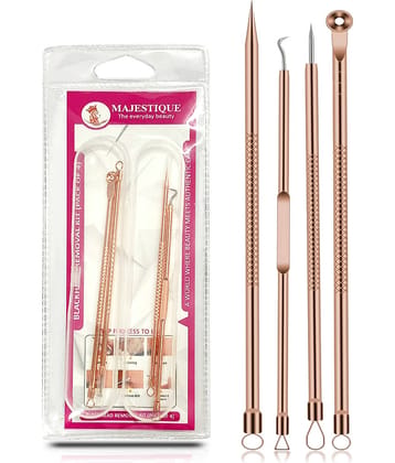 Majestique Blackhead Remover kit 4Pcs Proper Pimple Remover Tool - Blackhead Extractor Tool for Nose Face, Stainless Steel White Head Remover Kit for Men. Women