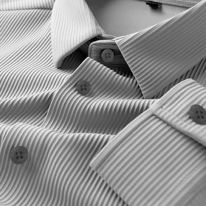 Corduroy Casual Shirts for Men Blended Fabric - Light Grey-S