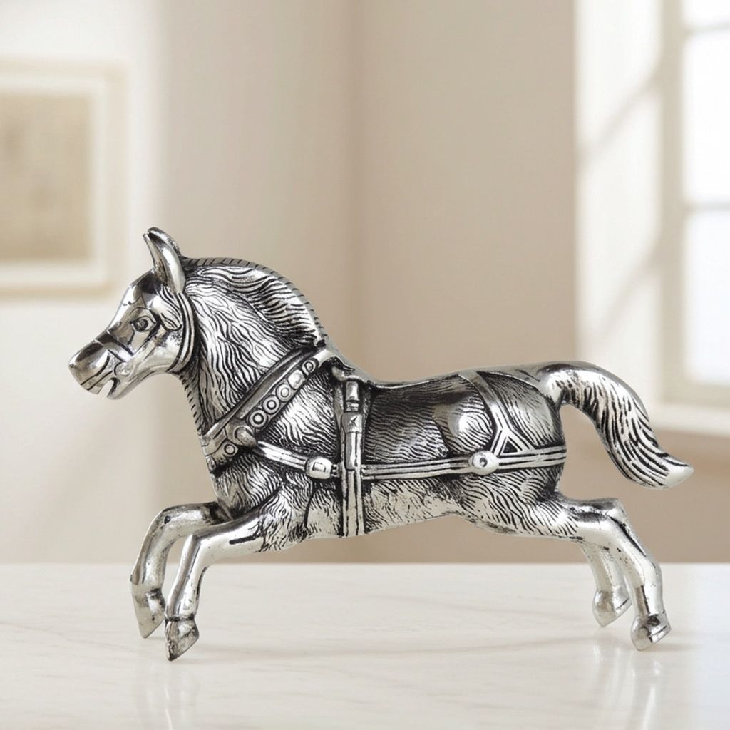 Modern Aluminium Running Horse Sculpture For Interior Styling, Height : 6.5 Inch (ASMAS222 S)