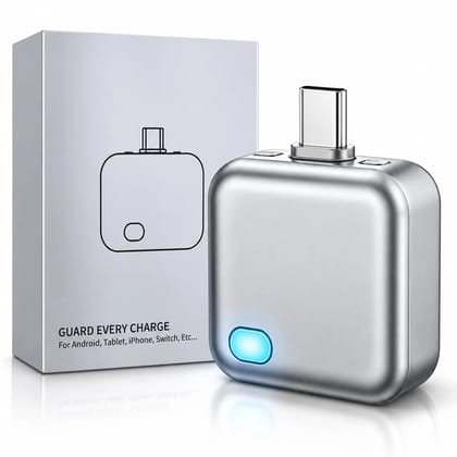 Smart Auto Power Disconnect Charger Guard (Type-C)  Automatic Charging Stop Adapter with 5-Minute Auto Eject, Battery Protection for Android Phones, iPhone, Tablets, Nintendo Switch & USB-C Devices (Fast Charging)