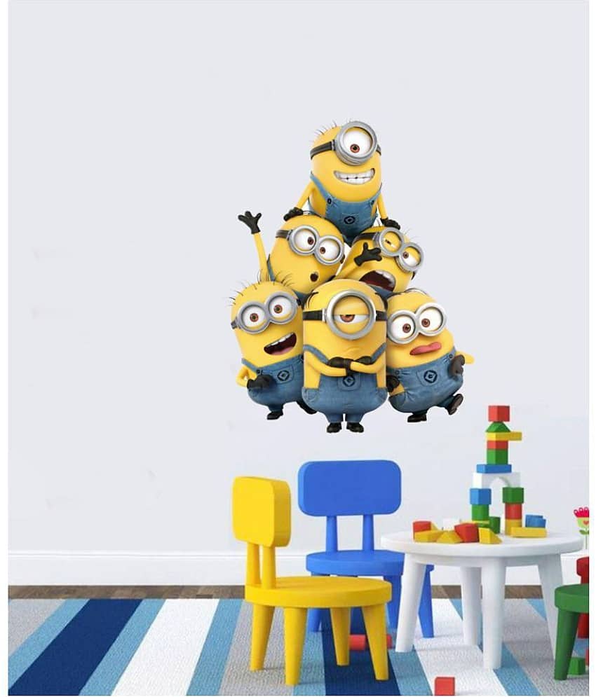 Decor Villa Minion Cartoon Characters Sticker ( 58 x 46 cms )