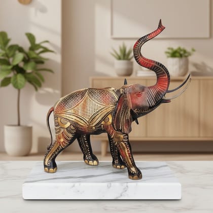 Handcrafted Brass Elephant Decorative Showpiece Statue for Home & Office Decor, Height : 27 Inch (ANMAS209 A)