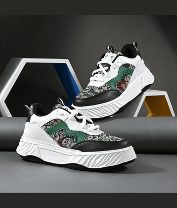 STALAG Chunky Teddy Print Comfortable Black Men's Lifestyle Shoes