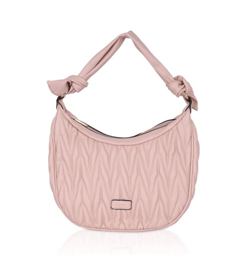 Women's Faux Leather Textured Handbag (Pink)