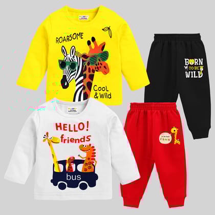 KUCHIPOO Baby Girls T-Shirts and Pyjamas Set-3-6 months