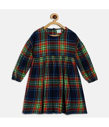 MINI KLUB Cotton A-line Dress For Girls ( Pack of 1 , Navy Blue )