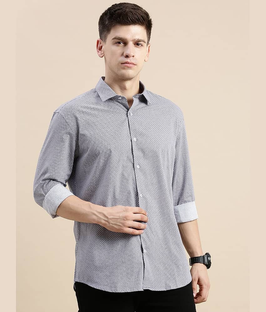 Showoff Cotton Blend Regular Fit Printed Full Sleeves Men's Casual Shirt - Lavender ( Pack of 1 )