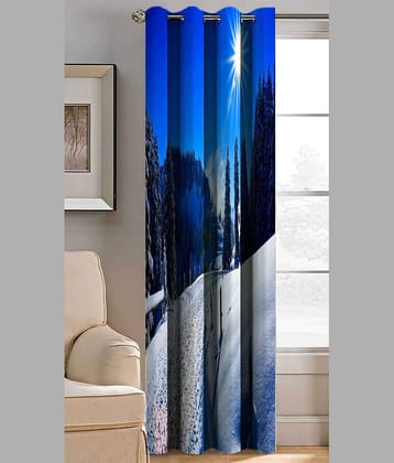 BELLA TRUE Abstract Printed Semi-Transparent Eyelet Curtain 5 ft ( Pack of 1 ) - Multicolor