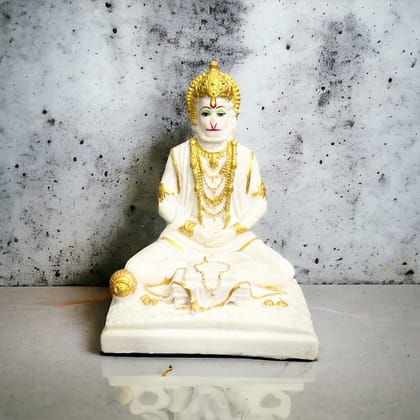 Samadhi Hanuman Marble Idol, Meditating Hanuman , H-20 cm-Composite Marble