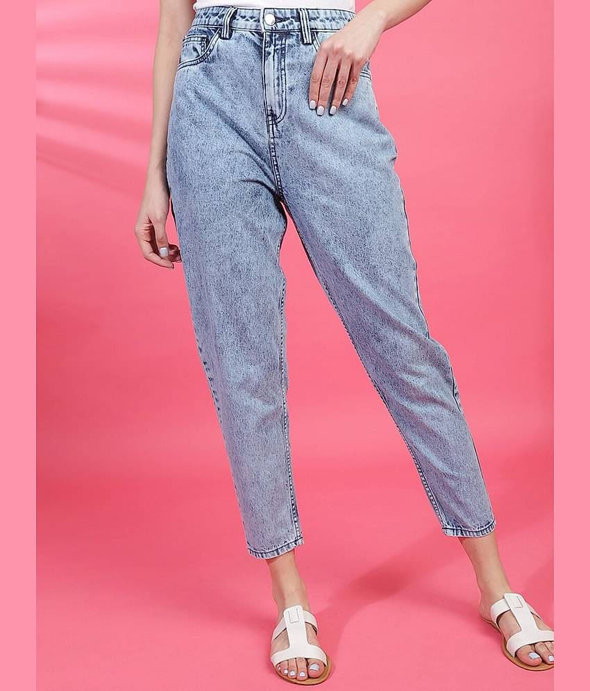 Freehand - Light Blue Cotton Mom Fit Women's Jeans ( Pack of 1 )