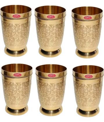 A & H ENTERPRISES - Brass Glasses Set 250 ml ( Pack of 6 )