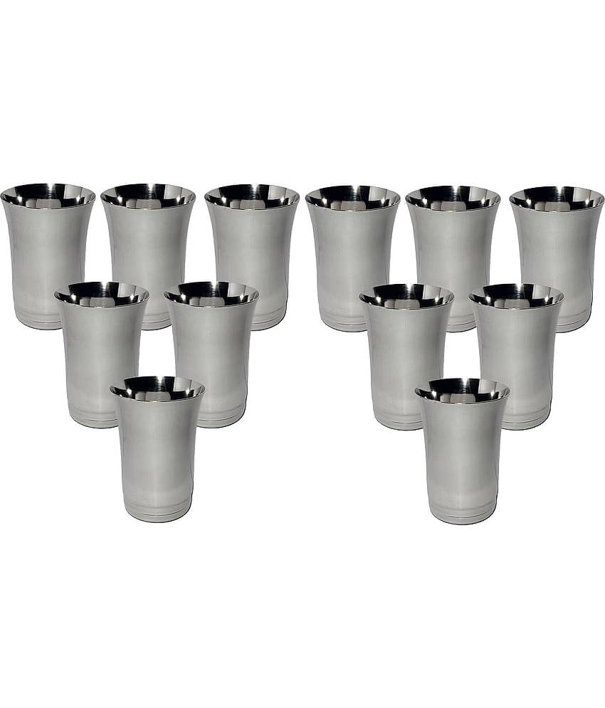 A & H ENTERPRISES - Daily Use Water Steel Glasses Set 300 ml ( Pack of 12 )