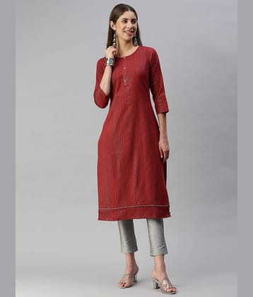 Hritika - Maroon Cotton Blend Women's Straight Kurti ( Pack of 1 )