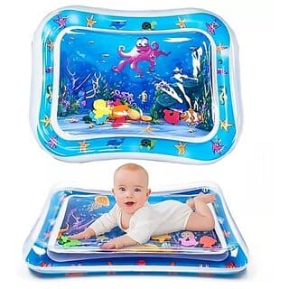 Jobber Inflatable Premium Baby Tummy Time Leakproof Water Play Mat Stimulating Play for Newborns Fun Activity Play Center Indoor and Outdoor Water Play Mat for Baby Random Design in a Safe and Enjoyable Water-Filled Environment (Multi Design)