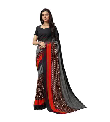 Generic Women's Georgette Saree (Black, 5 - 6 Mtrs)