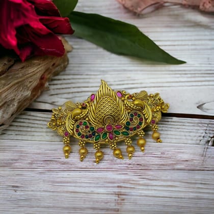 Matte Gold Plated Antique Design Hair Clip/Hair Barrette