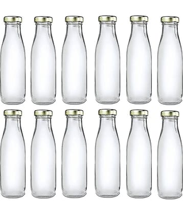 Somil Glass Storage Bottle, Transparent, Pack Of 12, 300 ml