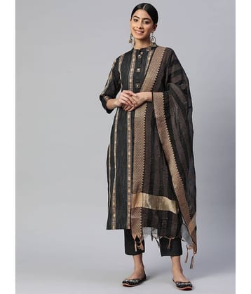 Vbuyz - Black Straight Cotton Blend Women's Stitched Salwar Suit ( Pack of 1 )