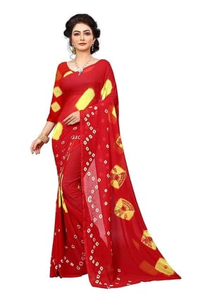 Generic Women's Chiffon Saree (Red, 5 - 6 Mtrs)
