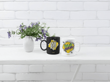 Taarak Mehta Ka Ooltah Chashmah|Ceramic Printed White and Black Coffee Mug 325ML Pack of 2