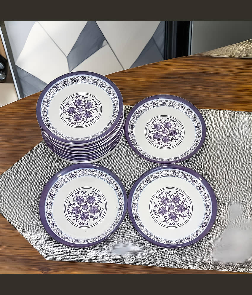 kitchrox 12 Pcs Melamine Multi Color Quarter Plate