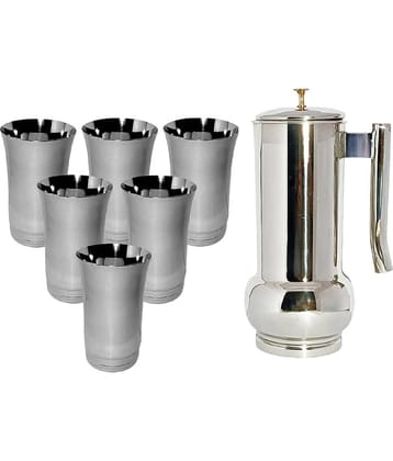 A & H ENTERPRISES Water Jug with Lid Stainless Steel Jug and Glass Combo 1800 mL