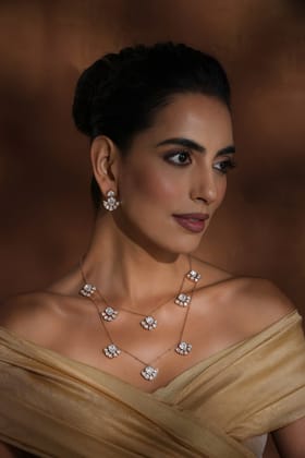 Krish Rose Gold Polki Necklace Set-Polki