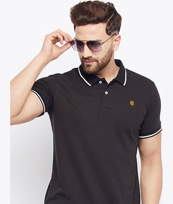 The Million Club Pack of 1 Cotton Blend Regular Fit Solid Half Sleeves Men's Polo T Shirt ( Black )
