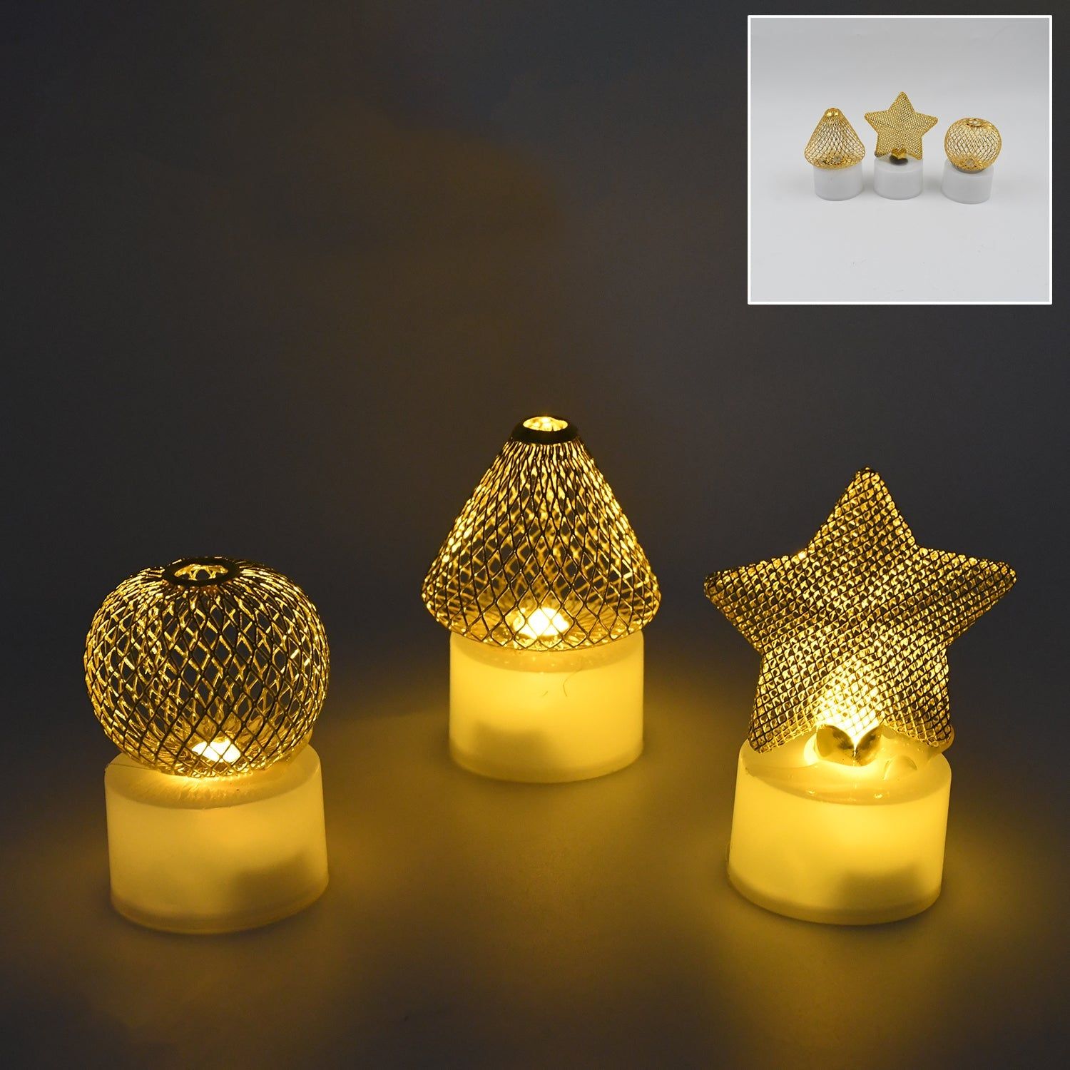Flameless and Smokeless Decorative Candles Acrylic Led Tea Light Candle for Gifting, House, Light, Diwali (3 Pc Set)
