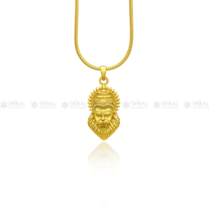 925 sterling silver gold polished Lord Vishnu Narsimha divine pendant nsp914-Only Pendant