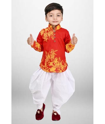 lucky h star garments - Red Cotton Blend Boys Dhoti Kurta Set - Pack of 1 - None