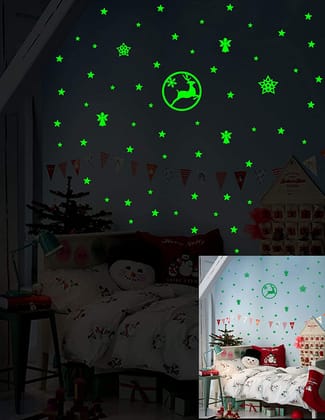DreamKraft Glow in The Dark Stars for Ceiling Christmas Decoration (Green, 25 cm X 25 cm)