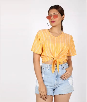 Chimpaaanzee Women's Viscose Knot Front Top ( Yellow )